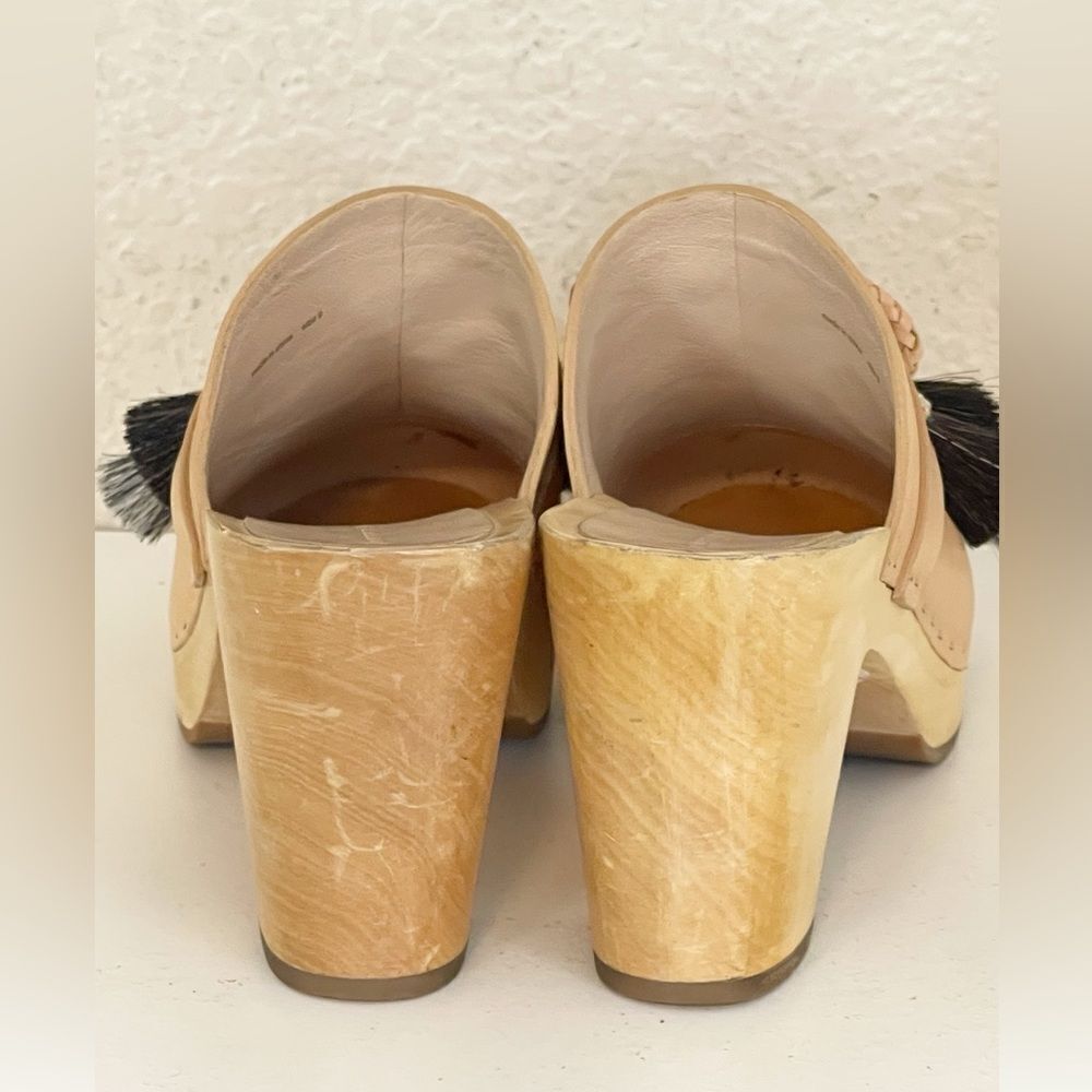 Loeffler Randall Roberta Leather Wooden Clogs Shoes with Tassels Sz. 9 - Picture 13 of 17